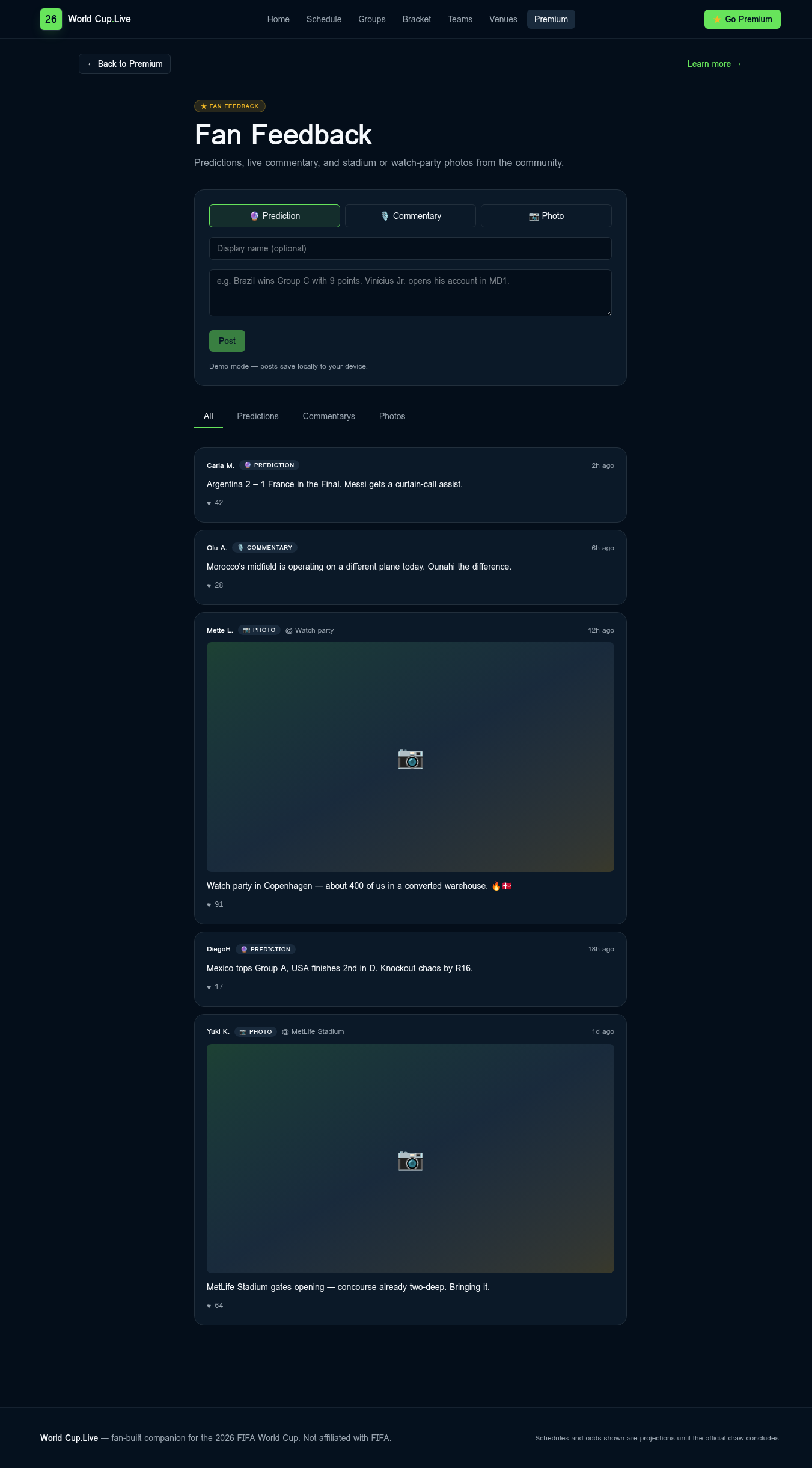 Fan Feedback preview screenshot